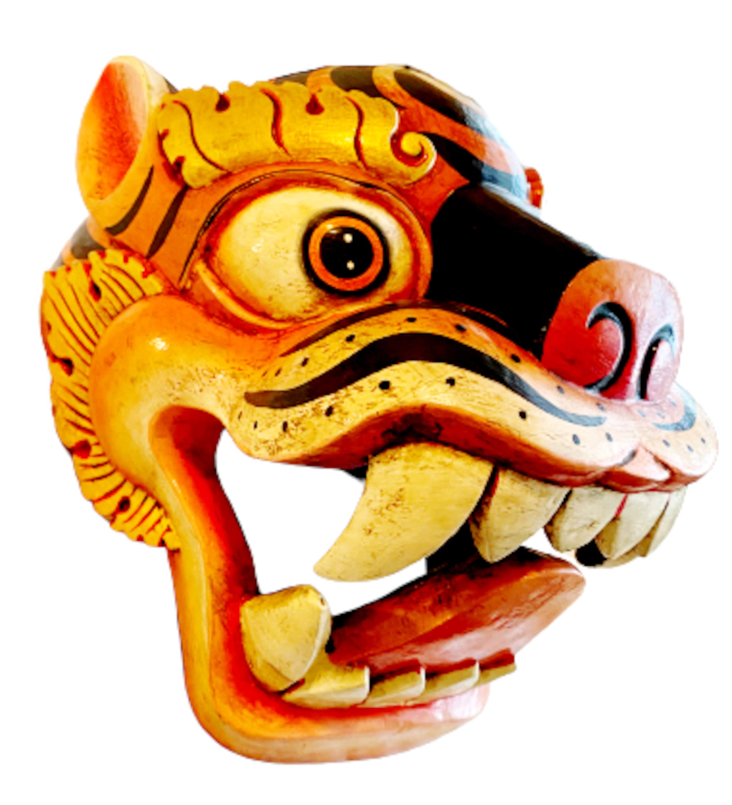 Tiger Wooden Wall Hanging Mask Helmet – 8" Hand-Carved & Hand-Painted Wooden Sculpture | Tribal Tiger Wall Art, Vintage Nepal Handicraft Home & Office Décor, Tattoo Studio Decoration, Unique Handmade Gift - Image 3